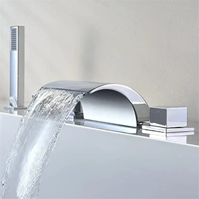 Immagine di Rubinetto a cascata con 5 fori per vasca da bagno e cromato miscelatore doccetta