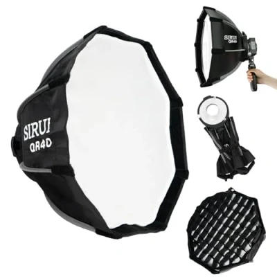Immagine di SIRUI Mini Softbox pieghevole a montaggio rapido, 40 cm, sgancio rapido con griglia diffusore, cattivo per illuminazione continua video, compatibile serie C150X, QR40