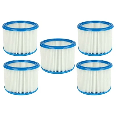 Immagine di vhbw set da 5x filtro a pieghe piatte compatibile con Makita VC2012L, VC2511, VC2512L, VC3011L, VC3012L aspiratore umido/secco cartuccia filtrante