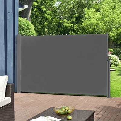 Immagine di pro.tec Paravento Estraibile 160x300 cm Frangivento in Tessuto per Patio Giardino Schermo Solare Verticale Barriera Privacy Grigio