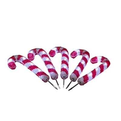 Immagine di Konstsmide Set di 5 Bastoncini Zucchero a LED, Piccoli, 40 diodi Luce Fredda, 24 V, per Esterni (IP44), 3,6 W, Cavo Bianco, Trasparente/Rosso