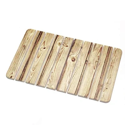 Immagine di Tappetino da bagno diatomite antiscivolo in terra diatomacea Asciugatura rapida Ecologico ed eco responsabile Avvolgibile Per bagno, doccia, vasca 60 X 39 cm Color legno
