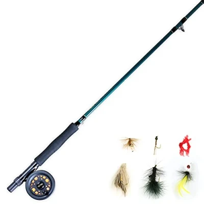 Immagine di Martin Kit completo per pesca a mosca, 2,3 m e 5/6, 3 pezzi, canna da misura mulinello con controllo del bordo, prebobina supporto, lenza leader, include assortimento di