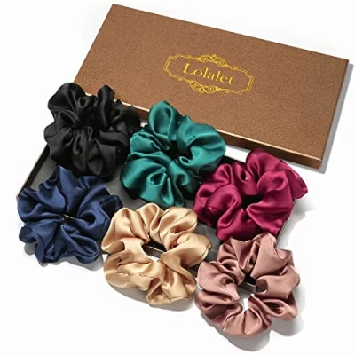 Immagine di [6 Pezzi] Lolalet Scrunchies per Capelli in Raso, Elastico Scrunchies, Set Elastici Stoffa Raso Donne Ragazze Stile D