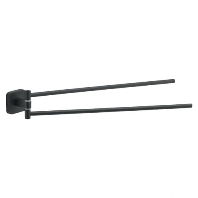 Immagine di GEDY Porta Asciugamani Bagno Tonga in Acciaio Inox e Cromall, Appendi a Snodo Fissabile con Viti Incluse o Biadesivo, Nero Matt, 4,7x39,1x5,8cm