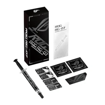 Immagine di ASUS ROG RG 07, Kit di Pasta Termica ad Alte Prestazioni, Set Multiuso Strumenti per Applicazione Semplificata, 4 Stencil con Logo Compatibili Processori Intel e AMD