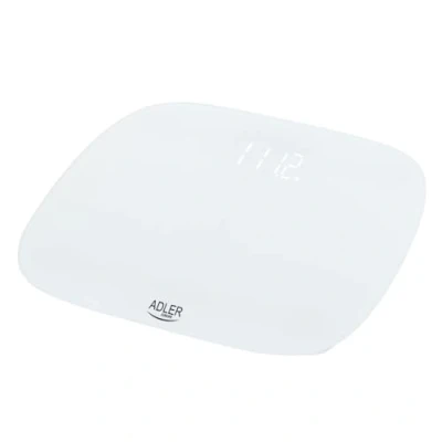 Immagine di Adler AD8176 Bilancia da bagno digitale, alta precisione, display a LED, fino 180 kg, design moderno, spegnimento automatico, vetro temperato bianco