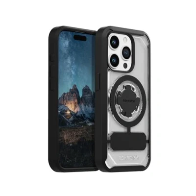 Immagine di Rokform Custodia per iPhone 15 Pro, serie Crystal, cover magnetica trasparente Pro con chiusura a torsione RokLock, armatura sottile testata goccia (trasparente)