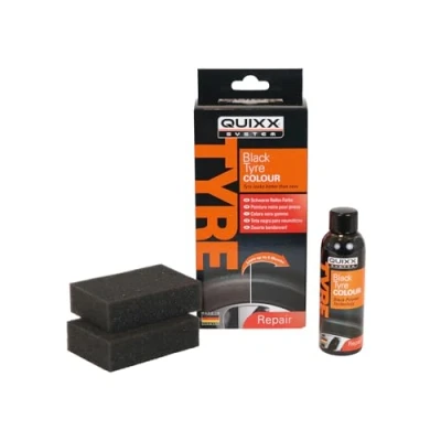 Immagine di Quixx 10192 Schwarze Reifen Farbe Reifenschwarz Reifenfarbe Schwarz Reifenglanz Reifenpflege