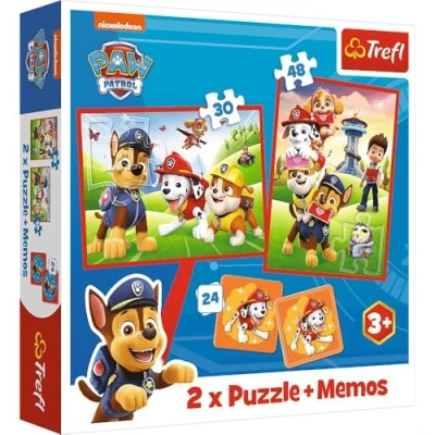 Immagine di Paw Patrol, Squadra Cinofila in Azione 3 1: 2x Puzzle + Gioco di Memoria, con i Personaggi della 30 e 48 Elementi, 24 Memo, Divertimento per Bambini a Partire da anni