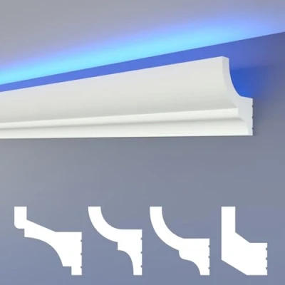 Immagine di HEXIMO LED modanature per stucchi classc, pareti e soffitti con illuminazione indiretta in polistirene XPS (30,6 Metri HLED 10)