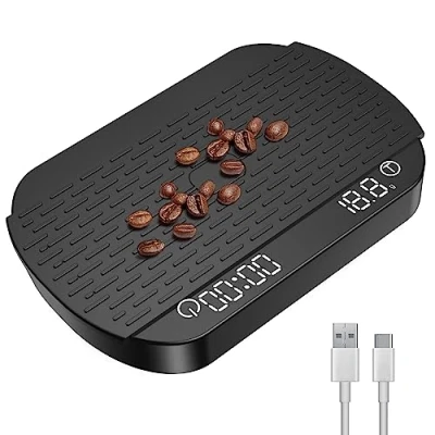 Immagine di OBEST Bilancia da Caffè Digitale,Bilancia Cucina Elettronica 3kg/0.1g,Funzione di Temporizzazione,Schermo LCD Alta Precisione,Superficie Pesatura Impermeabile e Antiscivolo