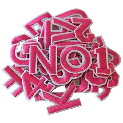 Immagine di GYGYL 72 toppe termoadesive con lettere e numeri, rosa, dell&#039;alfabeto dalla A alla Z, numeri 0 9, per vestiti, cappelli, calze, jeans, accessori fai da te