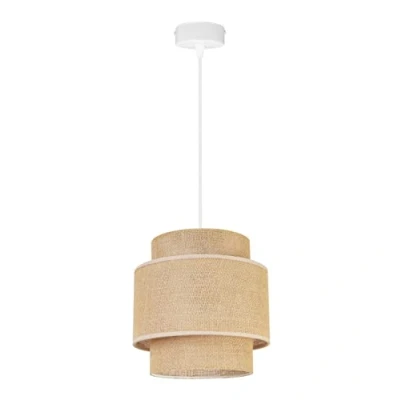 Immagine di Light Home Boho Lampadario a Sospensione Ragno per Soggiorno Camera da Letto e Cucina Lampade in Metallo con Paralume Moderno E27 1 Luce Base Bianca Juta
