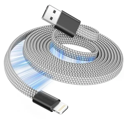 Immagine di Magtame Magnetic Lightning Cable Coil 1m MFI certificato i Phone caricatore cavo ricarica rapida piatto retrattile filo intrecciato per auto compatibile con 14 13 12 11 pro Max xr