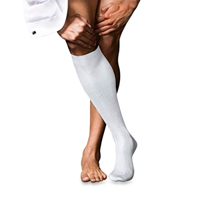 Immagine di FALKE No. 10 M KH cotone al ginocchio tinta unita 1 paio, Calzini lunghi Uomo, Bianco (White 2000), 41 42