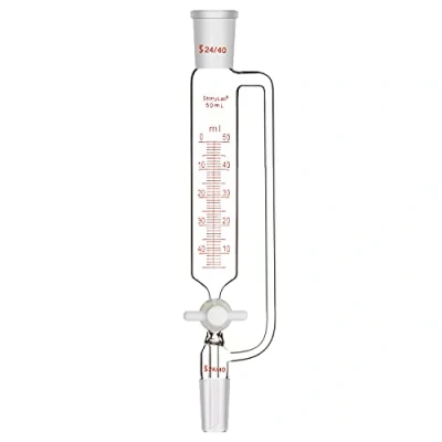 Immagine di stonylab Imbuto Graduato a Pressione Bilanciata, Addition Funnel Dropping Imbuti Gocciolatori in Vetro Borosilicato con Tappo di Arresto PTFE per Laboratorio (24/40 Joint, 50 ml)