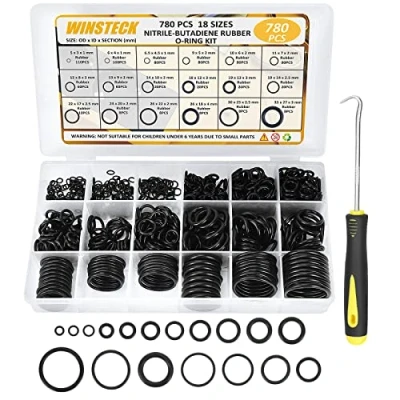 Immagine di 780 Pezzi O Ring Assortimento Kit, 18 misure Guarnizioni di Tenuta Pressione in Gomma con 180 Full Pick &amp; Hook Tool, Oring Anelli Kit per Idrauliche, Motore, Condizionata, Automobile