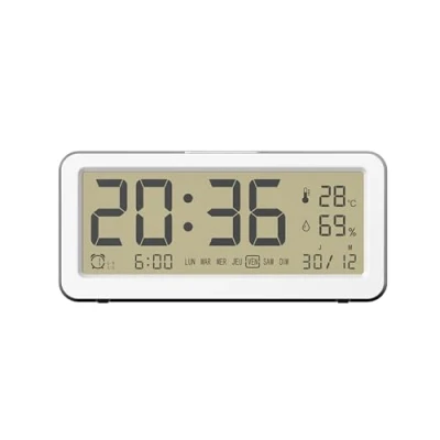 Immagine di Mobility Lab Evoom EV313900 ORAS Sveglia digitale Display grande, funzione Snooze, doppio allarme, termometro, data, umidità colore bianco