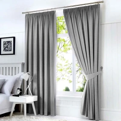 Immagine di Fusion Dijon Cover, Tessuto, Silver, Curtains: 90&quot; Width x 72&quot; Drop (229 183cm)