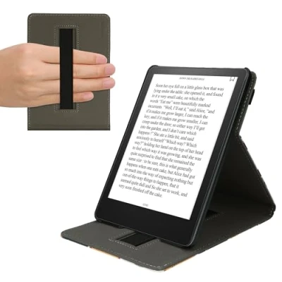 Immagine di kwmobile Custodia Cinturino Mano Compatibile con AmazonKindle Paperwhite 11. Generation 2021 Cover eReader Stand Arancione/Nero/Bianco Gatti