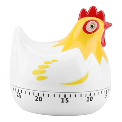 Immagine di Timer da Cucina Cartone Animato a Forma di Pollo, Cottura Carino Promemoria Countdown Baking per Cucinare(Bianco)