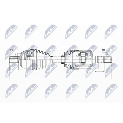 Immagine di NTY NPW VV 036 Albero motore / Semiasse Assale anteriore Sx 590 MPS6 Cambio automatico a 6 marce FORD: S Max Mk1, MONDEO 4 Turnier, Galaxy Mk2 MPV