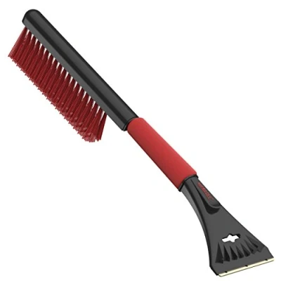 Immagine di AUPROTEC Spazzola da neve con Raschietto ghiaccio 2in1 lama di ottone e manico morbido comodo antiscivolo ASE 2 nero rosso