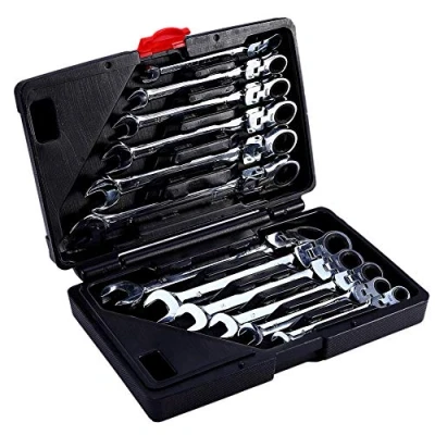 Immagine di Set chiavi cricchetto Combinate, di inglesi a 8 19 mm, 12 Pezzi Chiave con cassetta