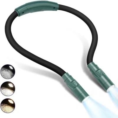 Immagine di LUXJET® LED Lampada da Libro Ricaricabile Luce Lettura, 4 LEDs 2 Livelli Luminosità, Braccio Flessibile (Temperatura dei tre colori3000K 6000K, Verde)