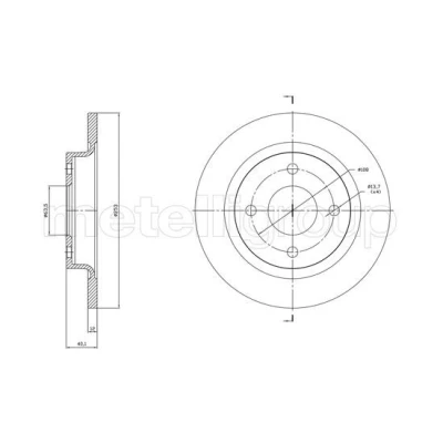 Immagine di METELLI 23 1846C Disco freno 253,0 12,0 4 63,5 pieno verniciato FORD: Fiesta 7, Mk7 Van