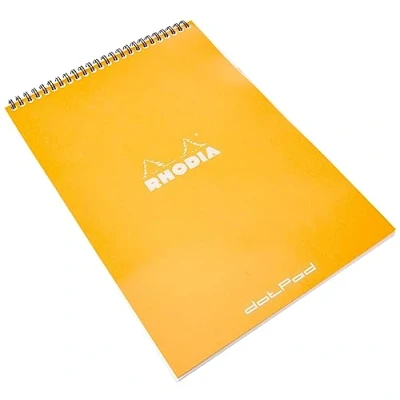 Immagine di Rhodia 18503C blocco a spirale Notepad, A4 (21x29,7 cm), 80 pagine strappo, dots (punteggiato), carta Clairefontaine bianca g/m², copertina arancione