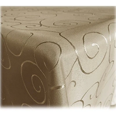 Immagine di JEMIDI Elegante tovaglia ornamentale effetto seta lucida, disponibile in 31 misure e 7 colori, Poliestere, cappuccino, 135 x 200