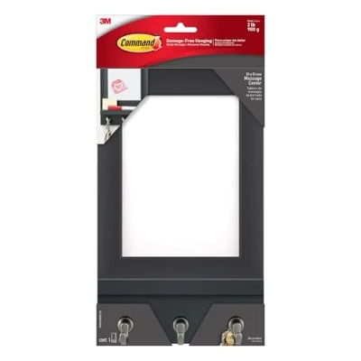 Immagine di Command Dry Erase message Center, Slate, 1 Center con ganci per chiavi, 8 medium strisce (hom24debs es)