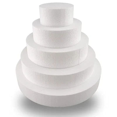 Immagine di MCE Commerce Set di torte in polistirolo a cinque piani, altezza 5 cm, 10 15 20 25 30 EPS, bianco, x cm