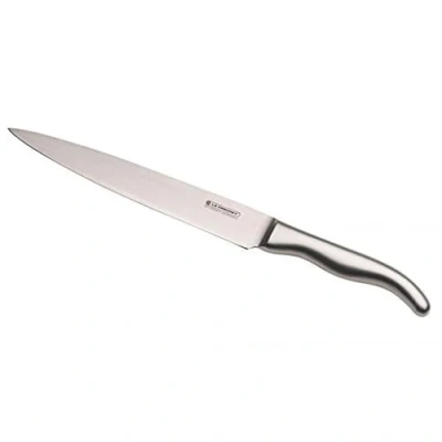 Immagine di Le Creuset Coltello per Affettare, Lama Damasco 18,8 da 20 cm con Filo Liscio, Manico in Acciaio Inox, Inossidabile, Argento, 98000420000100