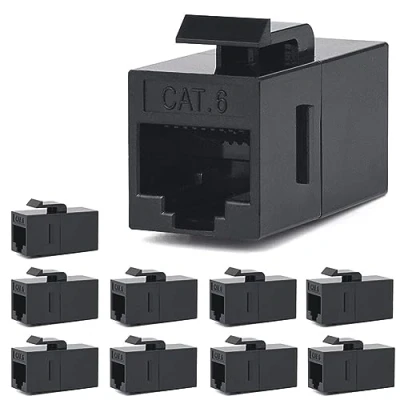 Immagine di CAT6 Keystone Jack, MACTIS® RJ45 Accoppiatori Femmina a Diritto Unshielded In Line Cat 6 Modulo Ethernet (10 pcs, Nero)