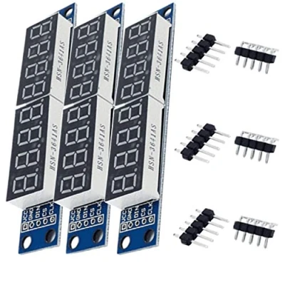 Immagine di AZDelivery 3 x MAX7219 LED Modulo TM1637 8 Bit 7 Segment Display compatibile con Arduino E Raspberry Pi incluso un Book!
