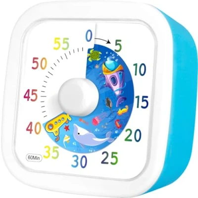 Immagine di timer visivo per bambini, 60 minuti countdown timer, desktop strumento di gestione del tempo silenzioso, tema Spazio ＆ astronauti Cucina, Sala da Pranzo, Riunioni