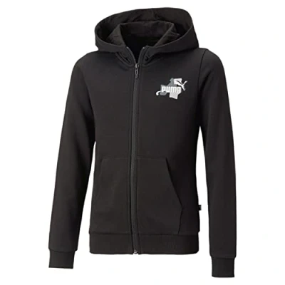 Immagine di PUMA Ess+ Street Art Felpa con Cappuccio e Zip Intera TR G, Sudore Bambina, Black, 116