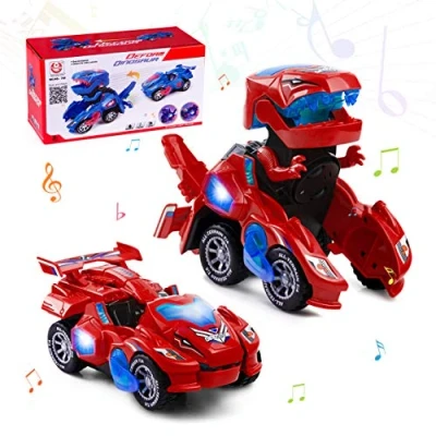 Immagine di Highttoy Dinosauro Robot Giocattolo Bambini 3 6 Anni,Macchina Trasformabili Automatica con Luci e Suono Giocattoli Bambino 4 5 Anni Maschio Dinosauri per Rosso