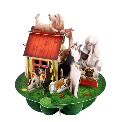 Immagine di SANTORO Pirouette, Biglietto D&#039;Auguri Pop Up 3D Cani E Cucce Per Lei, Lui, Bambini, Compleanno