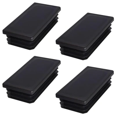 Immagine di SKIR&#039;CO tappi rettangolari in plastica, 40 x 80 mm, per tubi opachi, inserti rettangolari, pali di recinzione, nero RAL 9005, 4 pezzi