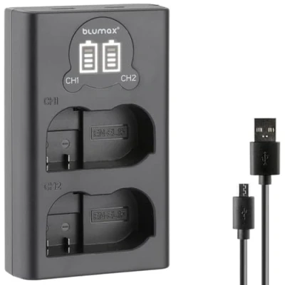 Immagine di blumax Mini Dual Charger per Nikon EN EL15c EL15b EL15a EL15 USB C/Micro la ricarica Caricabatterie Z8 Z7 II Z6 III Zf