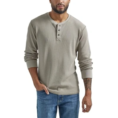 Immagine di Wrangler Authentics Henley Waffle a maniche lunghe da uomo, Pietra pomice, L