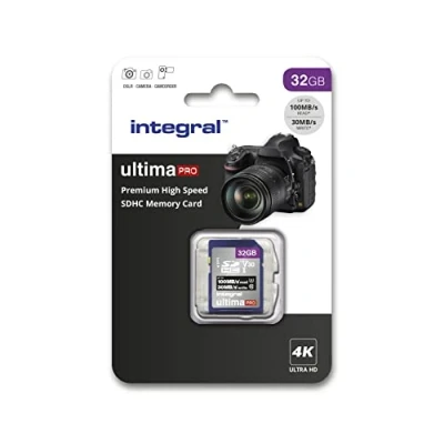 Immagine di Integral, INSDH32G 100/70V30 scheda SD da 32 GB, 4 K, ultra HD, di memoria ad alta velocità, SDHC fino a 100 MB/s, V30 UHS I U3 C10