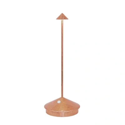 Immagine di Zafferano, Lampada Pina con Foglia Color Rame, da Tavolo Ricaricabile e Senza Fili Controllo Touch, Utilizzabile come Interni, Dimmer, 2200 3000 K, Altezza 29 cm