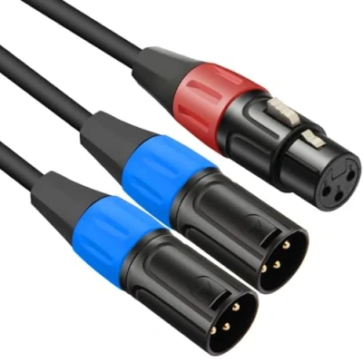 Immagine di JOMLEY XLR Cavo Splitter, 1 Femmina a 2 Maschio Y Splitter Bilanciato Microfono Cordone Audio Adattatore 0.5 Metri