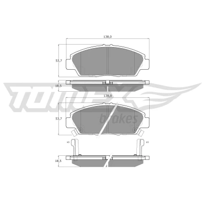Immagine di TOMEX brakes TX 11 38 Kit pastiglie freno Assale anteriore con segnalatore acustico usura HONDA: PRELUDE 4, Accord 6 Limousine, ROVER: 600