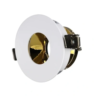 Immagine di Portafaretto LED da Incasso GU10 Rotondo Colore Bianco con Interno Oro
